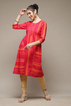 Fuschia Viscose Blend Straight Kurta image number 0